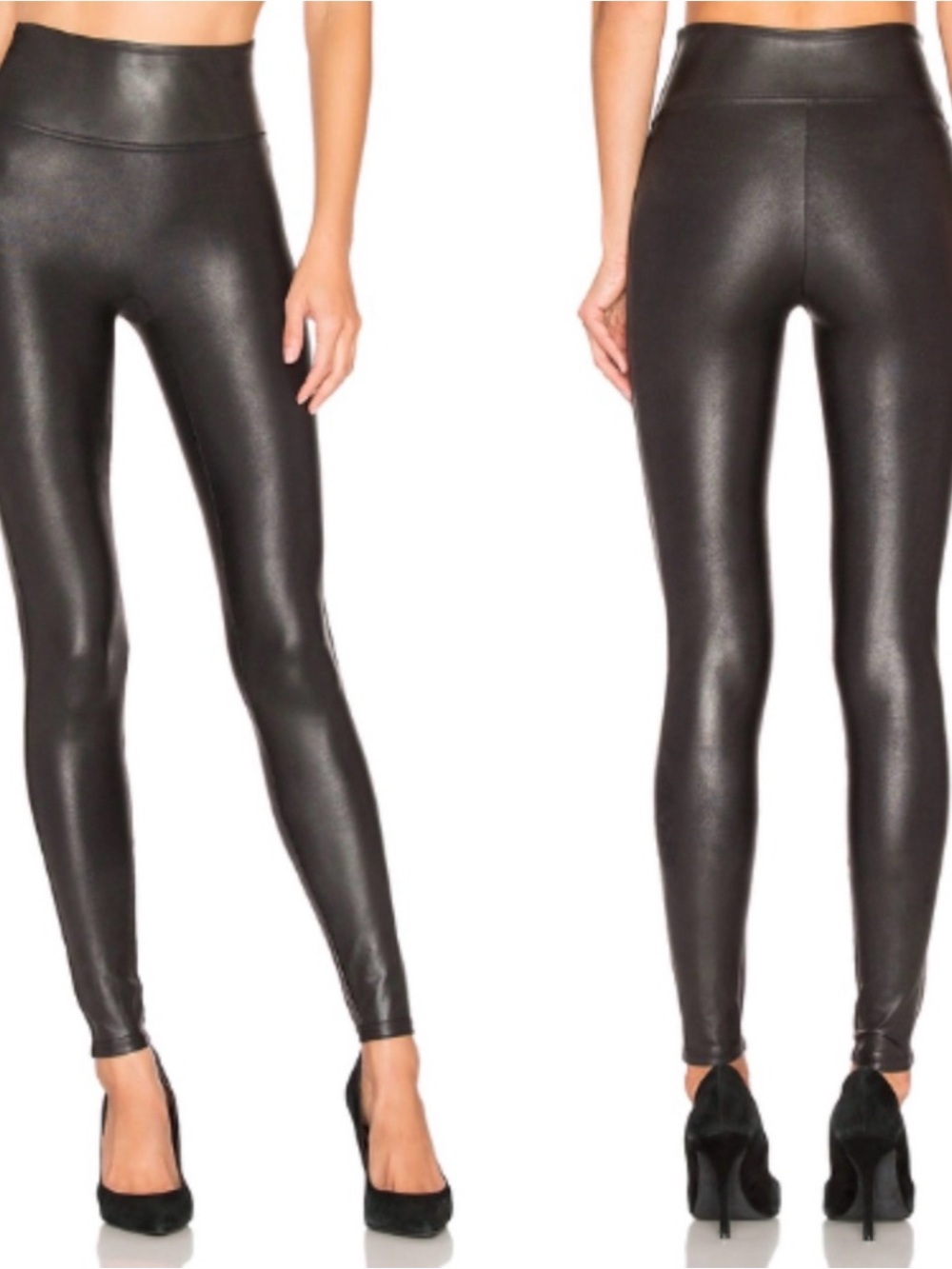 SPANX High-Waist Faux Leather Leggings in Black